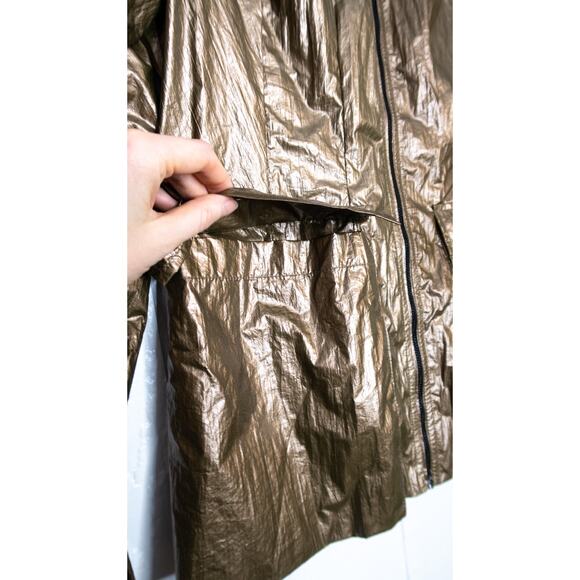 CARBON 38 Metallic Bronze Gold Crinkle Track Jacket Lace String Back NWT SMALL - Picture 10 of 14